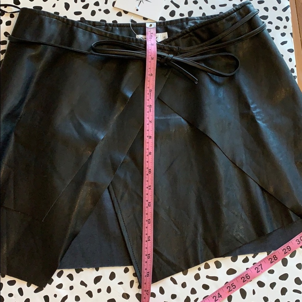 Seek the Label Black Faux Leather Mini Skirt Tie Waist Goth – Size S - Picture 7 of 9